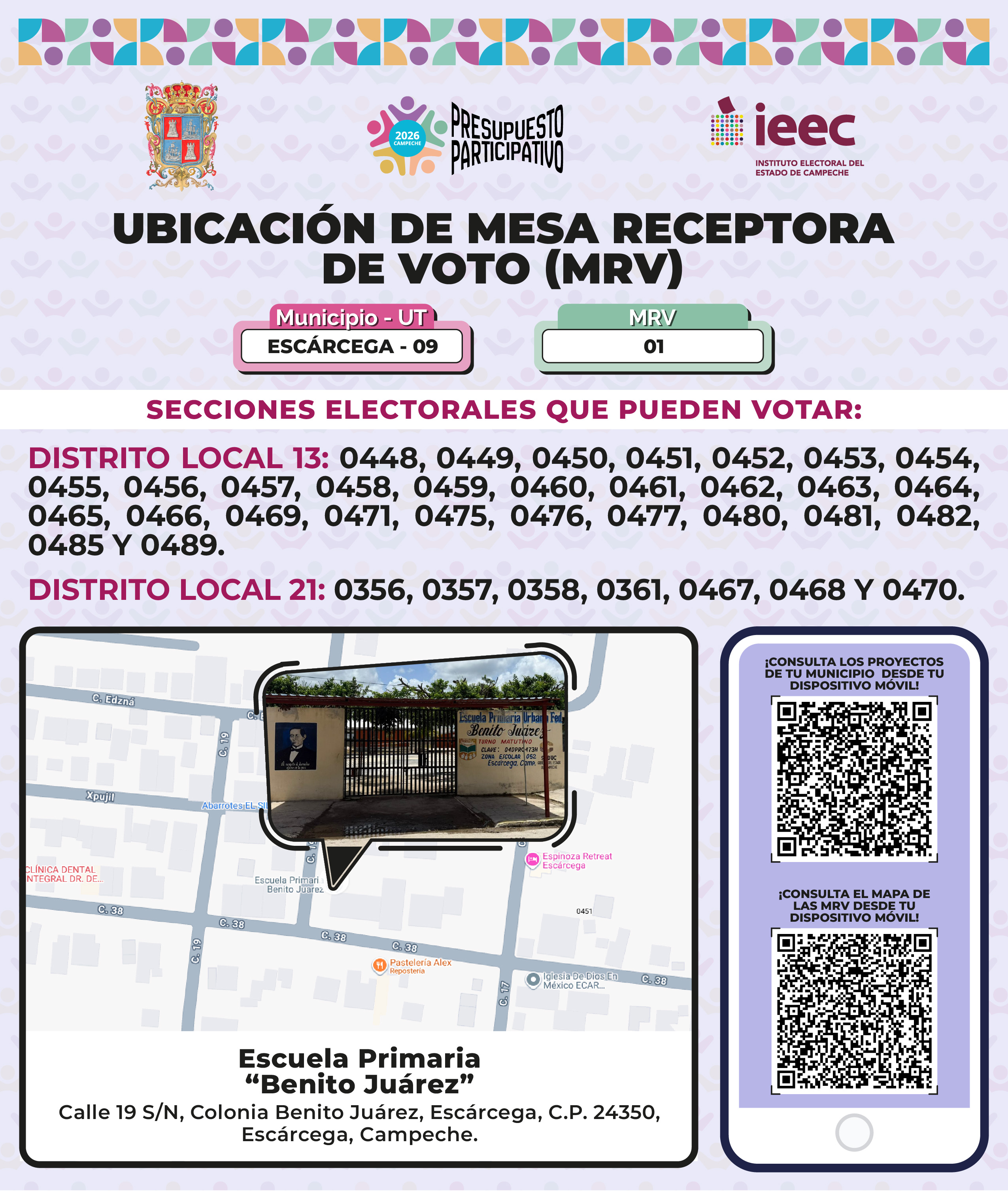 Ubicación de Mesas Escárcega